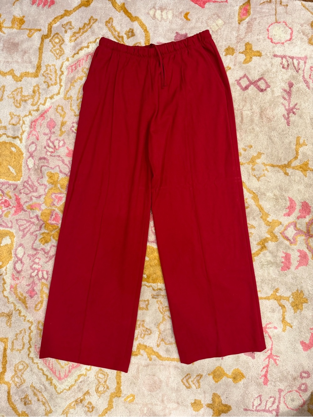 GAP Red Elastic-Waist Straight Pants